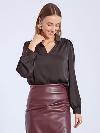 Μπλούζα σατέν με γιακά WT7614.4926+1