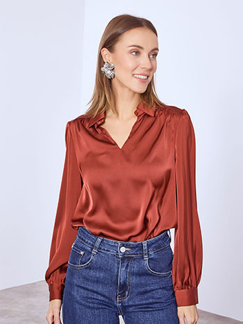 Μπλούζα σατέν με γιακά WT7614.4926+5