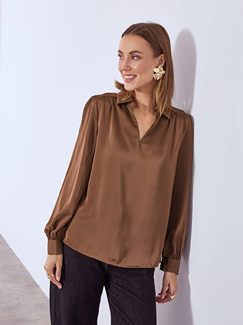 Μπλούζα σατέν με γιακά WT7614.4926+3