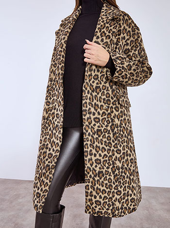 Παλτό λεοπάρ με pony skin εφέ WT7614.7799+2 φωτογραφία