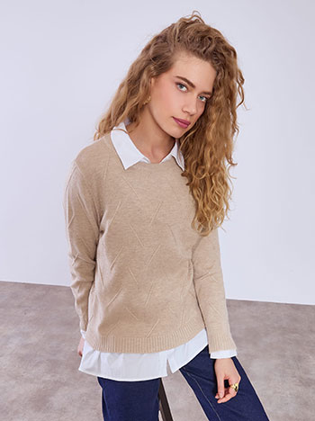 Πουλόβερ με ανάγλυφες λεπτομέρειες WT7616.4296+4