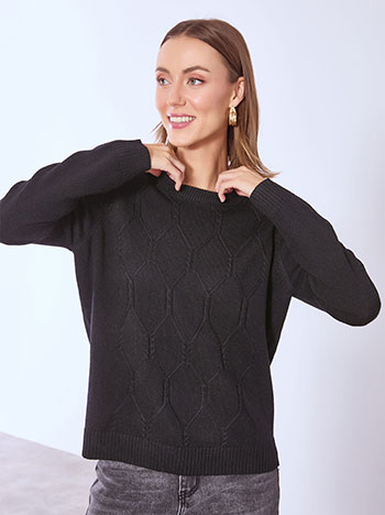 Πουλόβερ πλεκτό με ανάγλυφους ρόμβους WT7616.4298+1