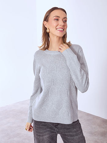 Πουλόβερ πλεκτό με ανάγλυφους ρόμβους WT7616.4298+2