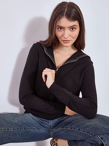 Πουλόβερ με φερμουάρ στη λαιμόκοψη WT7616.4301+1