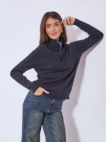 Πουλόβερ με φερμουάρ στη λαιμόκοψη WT7616.4301+5