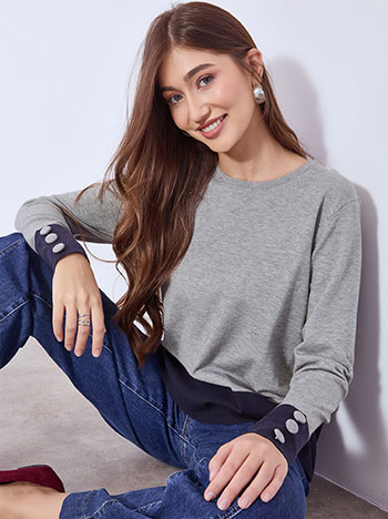 Πουλόβερ με κουμπιά στο μανίκι WT7616.4428+2