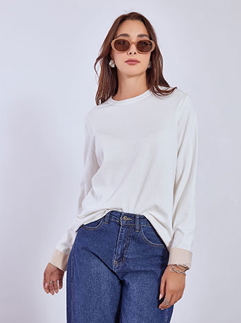 Πουλόβερ με strass στο μανίκι WT7616.4493+3