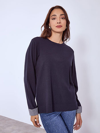 Πουλόβερ με strass στο μανίκι WT7616.4493+4