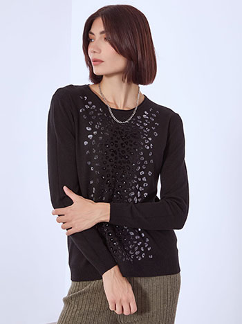 Μπλούζα με χνουδωτά λεοπάρ στοιχεία WT7616.4539+1