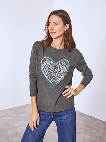 Πουλόβερ με strass καρδιά WT7616.4579+2