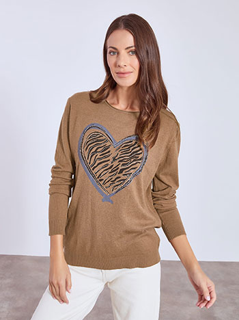 Πουλόβερ με strass καρδιά WT7616.4579+5