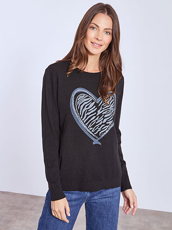 Πουλόβερ με strass καρδιά WT7616.4579+1