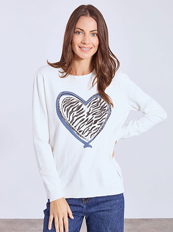 Πουλόβερ με strass καρδιά WT7616.4579+4