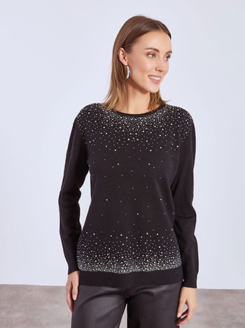 Πουλόβερ μονόχρωμο με strass WT7616.4657+1