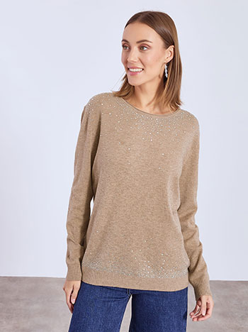 Πουλόβερ μονόχρωμο με strass WT7616.4657+5