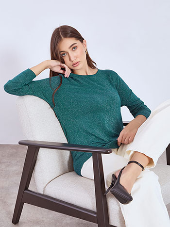 Πουλόβερ μεταλλιζέ με γυριστή λαιμόκοψη WT7616.4926+5