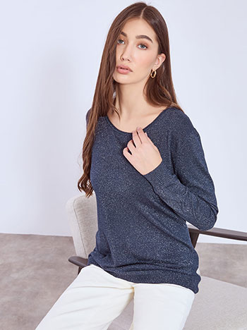 Πουλόβερ μεταλλιζέ με γυριστή λαιμόκοψη WT7616.4926+6