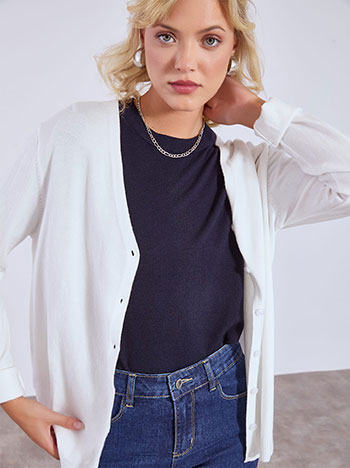 Ζακέτα μονόχρωμη με απαλή υφή WT7616.5100+2 φωτογραφία