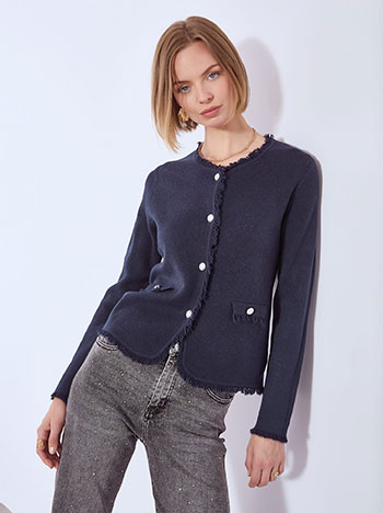 Ζακέτα πλεκτή με κρόσια WT7616.5305+5