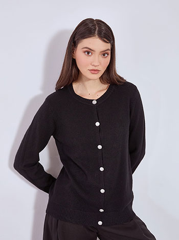 Ζακέτα με ανάγλυφα strass κουμπιά WT7616.5649+1