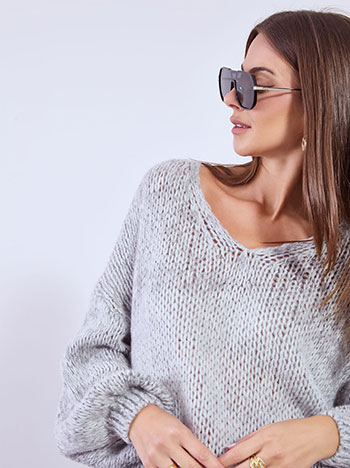 Πουλόβερ oversized με χοντρή πλέξη WT7620.4337+1
