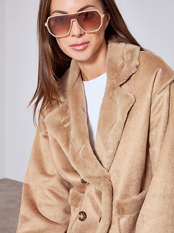 Παλτό με σουέντ όψη και γούνα WT7629.7589+2 φωτογραφία