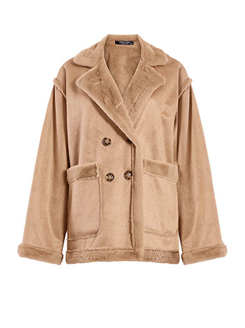 Παλτό με σουέντ όψη και γούνα WT7629.7589+2 φωτογραφία