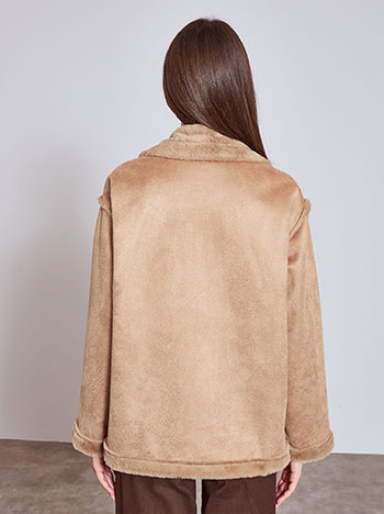 Παλτό με σουέντ όψη και γούνα WT7629.7589+2 φωτογραφία