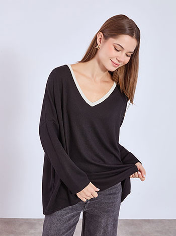 Μπλούζα ασύμμετρη με μεταλλιζέ λαιμόκοψη WT7639.4713+1