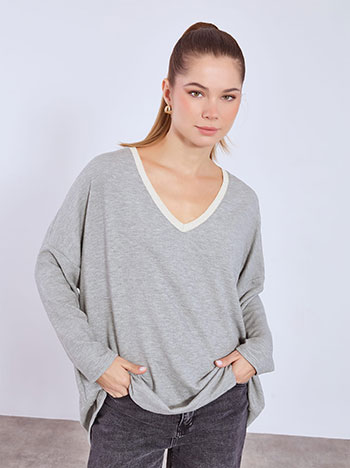 Μπλούζα ασύμμετρη με μεταλλιζέ λαιμόκοψη WT7639.4713+2