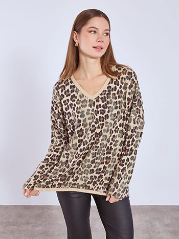 Πουλόβερ λεοπάρ μεταλλιζέ WT7639.4757+2