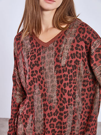 Πουλόβερ λεοπάρ μεταλλιζέ WT7639.4757+3