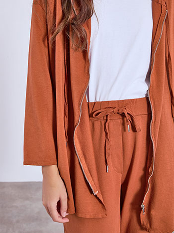 Ζακέτα μακριά με κουκούλα WT7639.5633+2