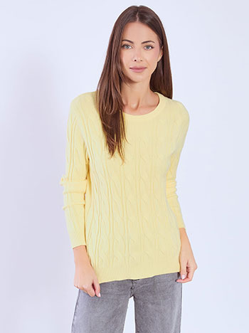 Πουλόβερ μονόχρωμο με ανάγλυφο ύφασμα WT7642.4176+4