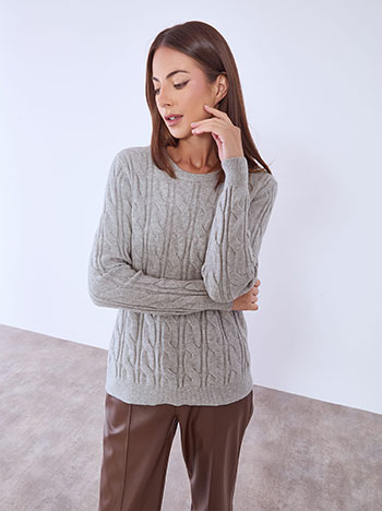 Πουλόβερ μονόχρωμο με ανάγλυφο ύφασμα WT7642.4176+2