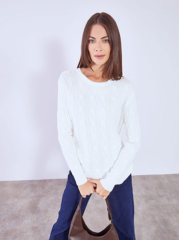 Πουλόβερ μονόχρωμο με ανάγλυφο ύφασμα WT7642.4176+5