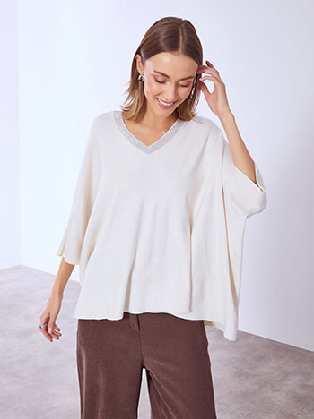 Πουλόβερ με strass στη λαιμόκοψη WT7642.4312+5