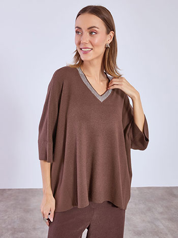 Πουλόβερ με strass στη λαιμόκοψη WT7642.4312+6