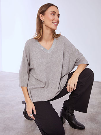 Πουλόβερ με strass στη λαιμόκοψη WT7642.4312+4