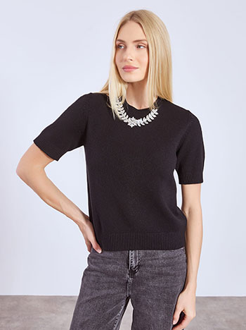 Πουλόβερ με strass κόσμημα WT7642.4581+1