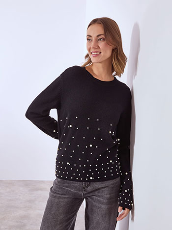 Πουλόβερ με πέρλες στο τελείωμα WT7642.4608+1