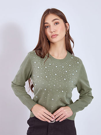 Πουλόβερ με strass λεπτομέρειες WT7642.4615+6