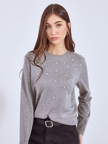 Πουλόβερ με strass λεπτομέρειες WT7642.4615+2