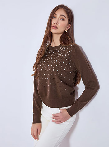Πουλόβερ με strass λεπτομέρειες WT7642.4615+3