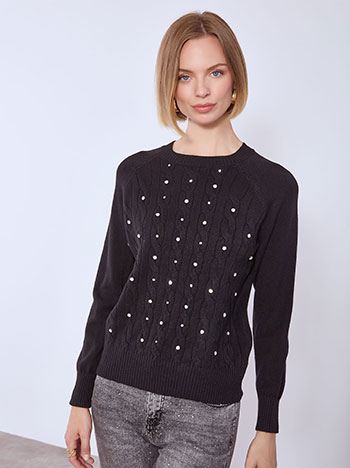 Πουλόβερ ανάγλυφο με strass WT7642.4879+1