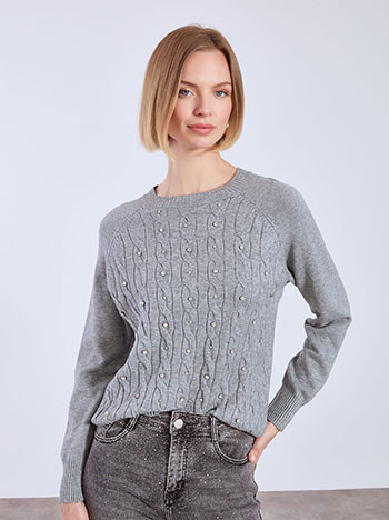 Πουλόβερ ανάγλυφο με strass WT7642.4879+2