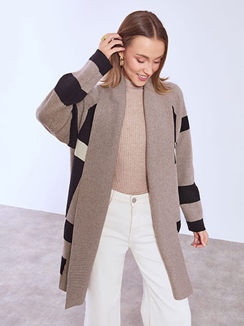 Ζακέτα μακριά με καρό σχέδιο WT7642.5163+3