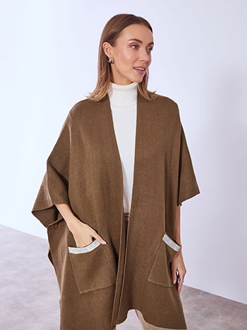 Ζακέτα κάπα με strass στις τσέπες WT7642.5193+2