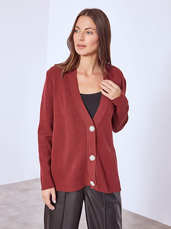 Ζακέτα μονόχρωμη με strass WT7642.5195+5