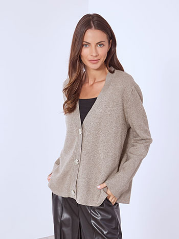 Ζακέτα μονόχρωμη με strass WT7642.5195+3